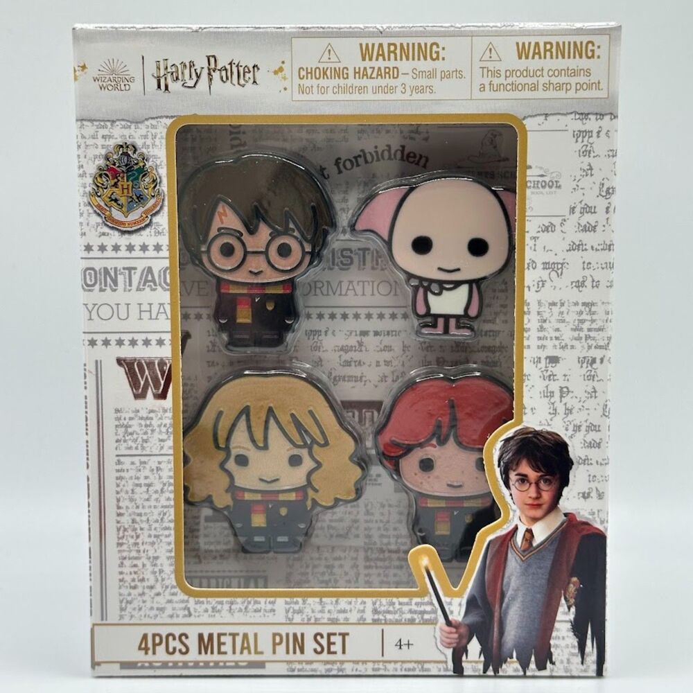 Wizarding World Harry Potter 4 Piece Metal Pin Set- NEW
